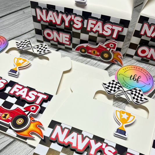 3D treat box for a Fast One birthday party