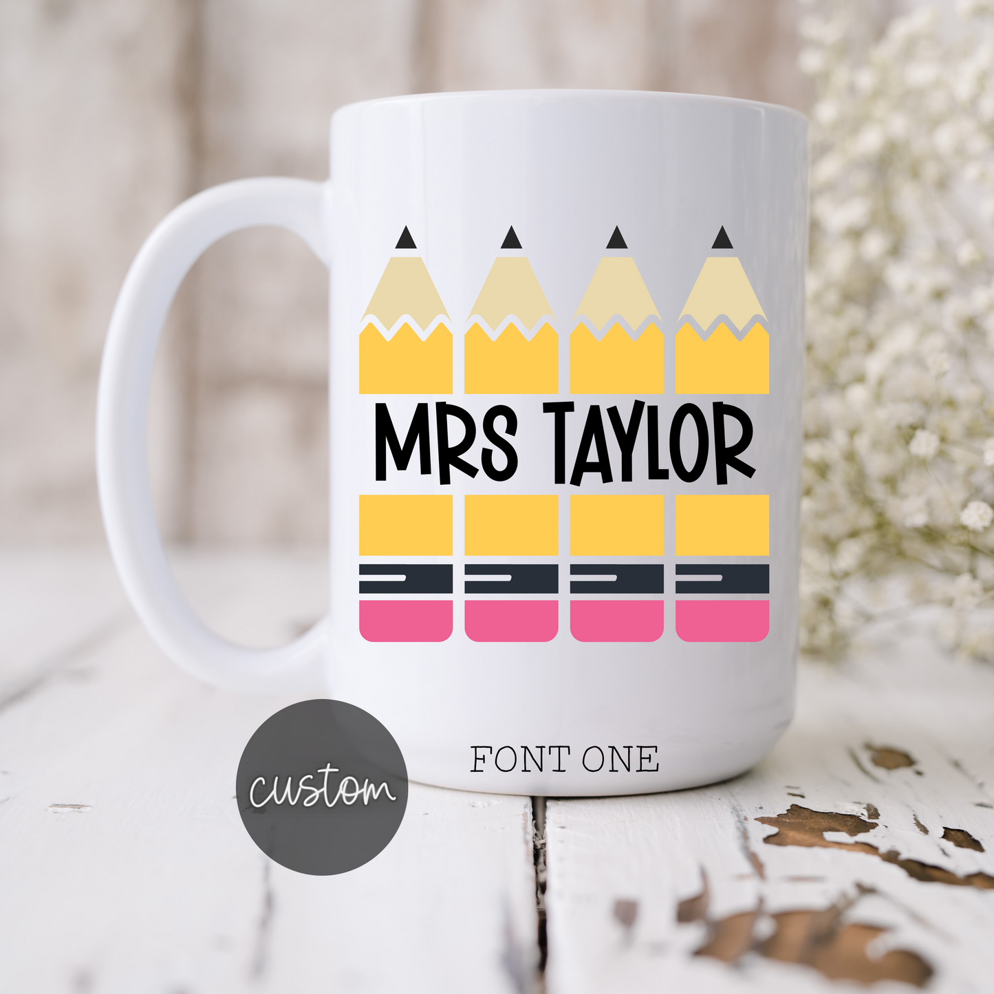 Custom Pencil Monogram Mug