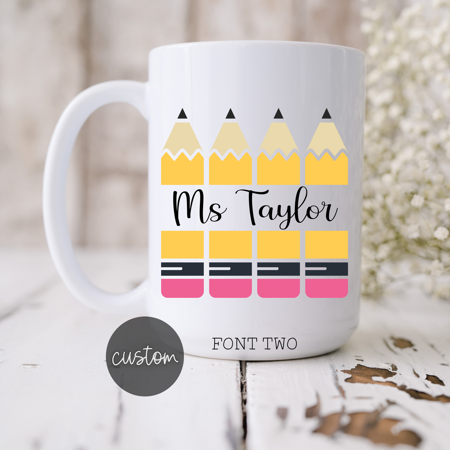Custom Pencil Monogram Mug