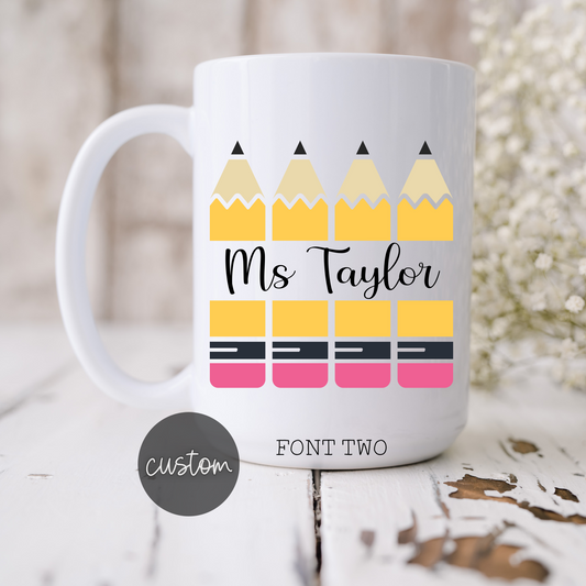 Custom Pencil Monogram Mug