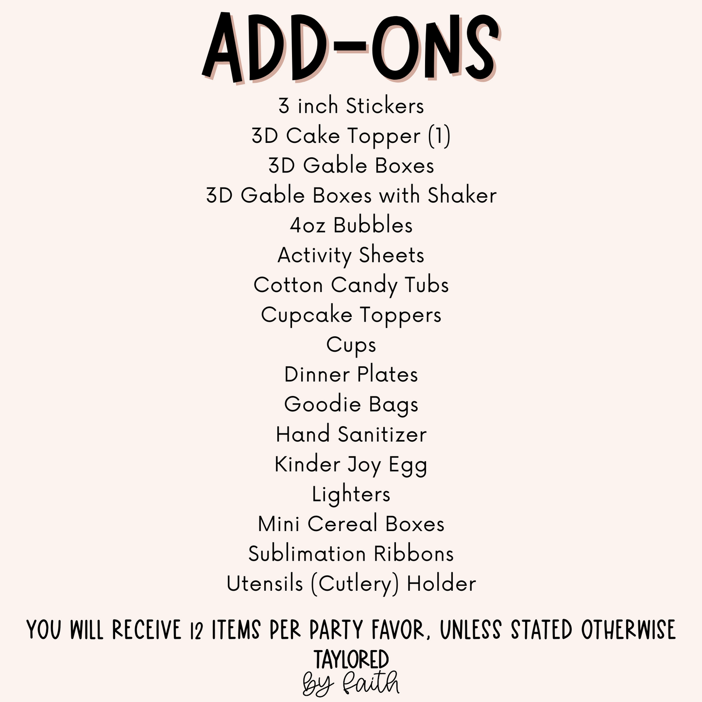 Party Favor Add-Ons