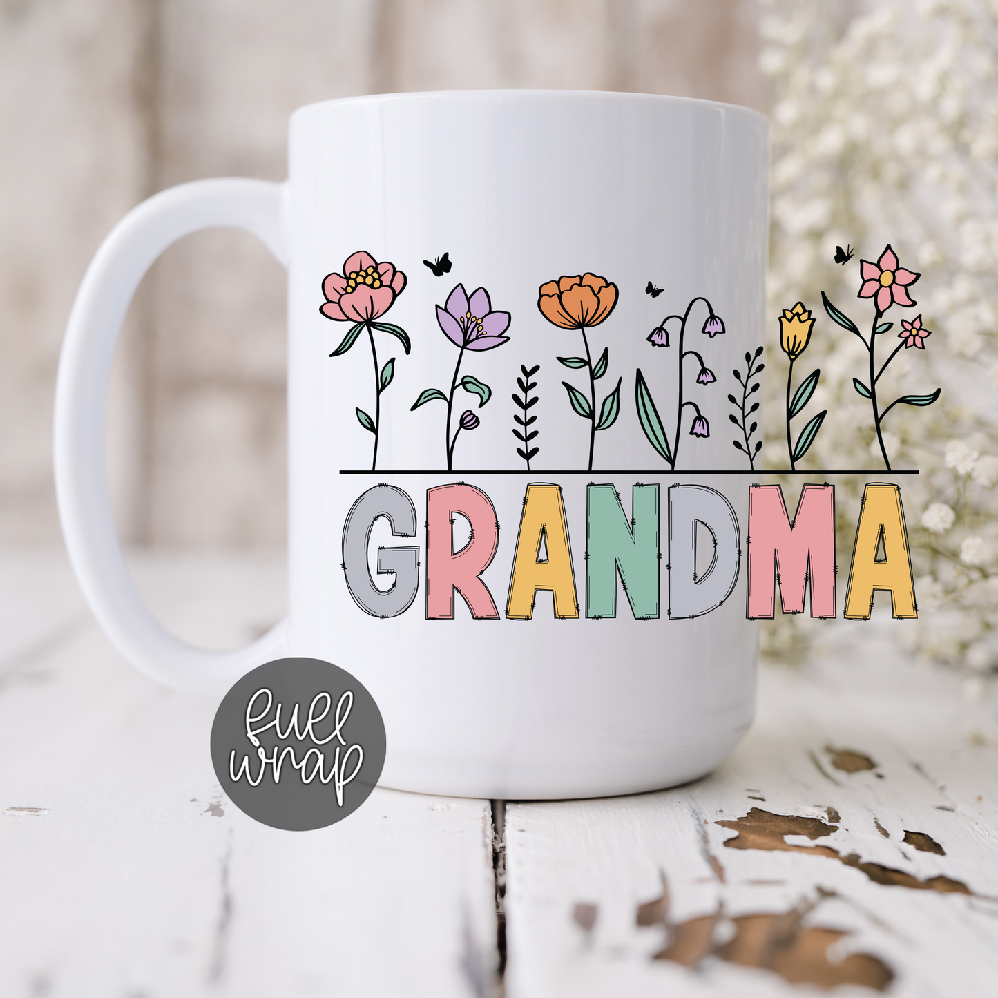 Custom Floral Grandma Mug