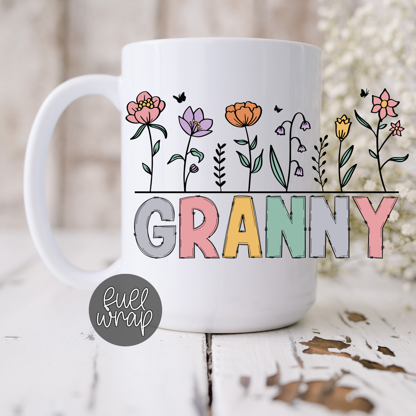 Custom Floral Grandma Mug